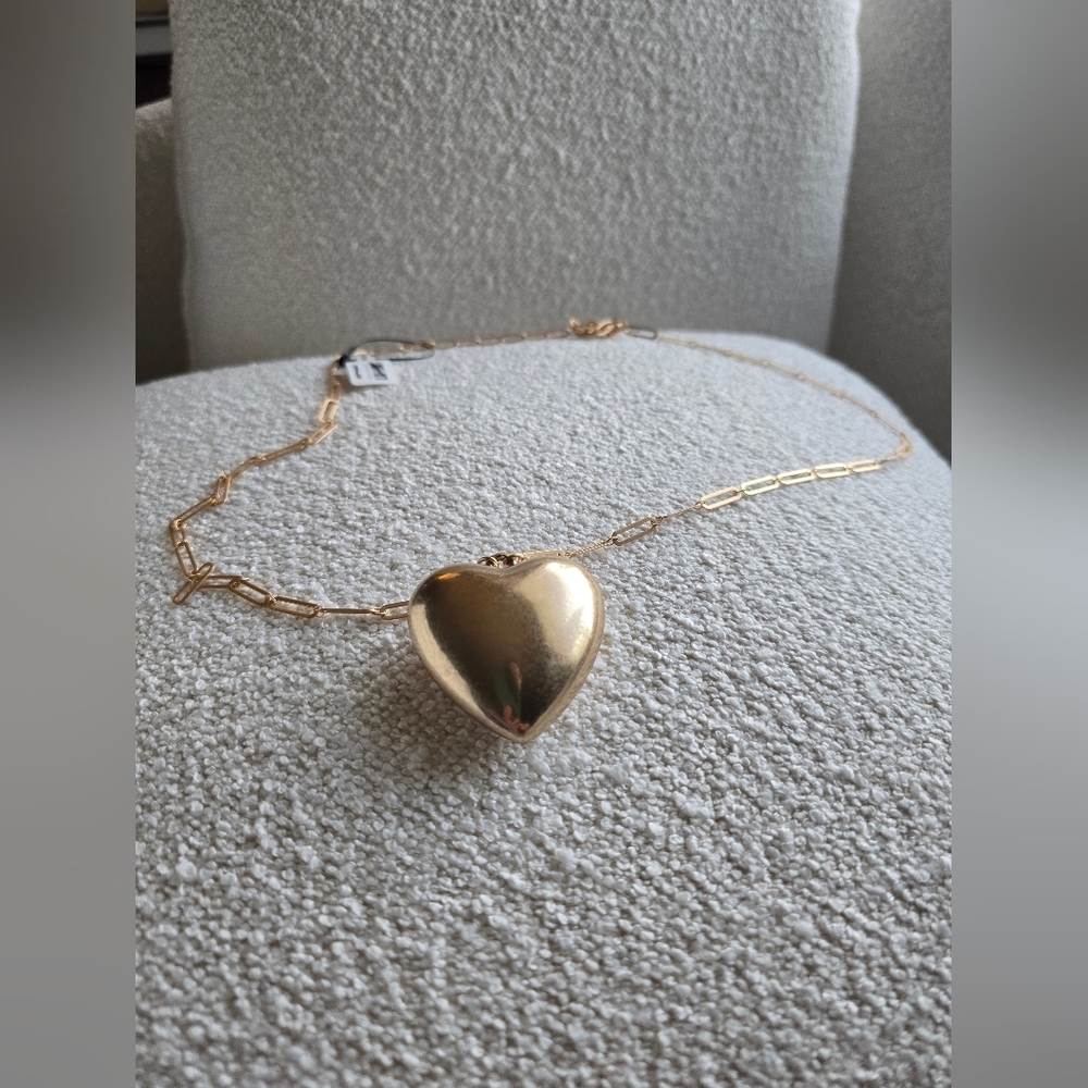 NWT! Free People, Spektor Heart Pendant Necklace, Vintage Gold - Picture 11 of 13